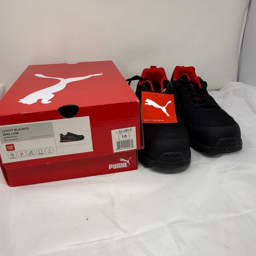 Puma Safety Levity Low Black Red‎ Composite Toe Work Shoes 644895 Womens 10